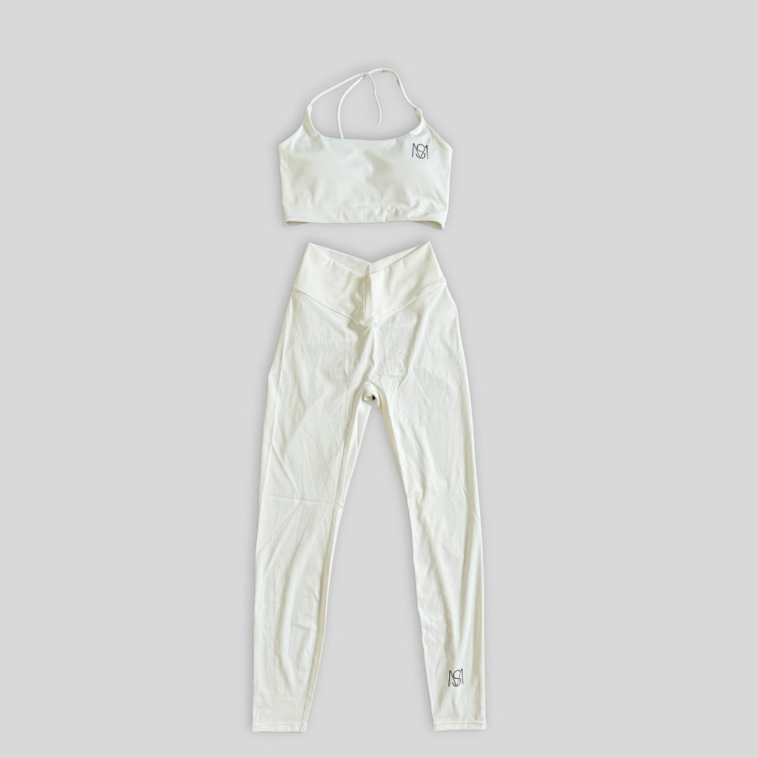 Conjunto de ioga feminino branco 2 peças