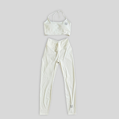 Conjunto de ioga feminino branco 2 peças