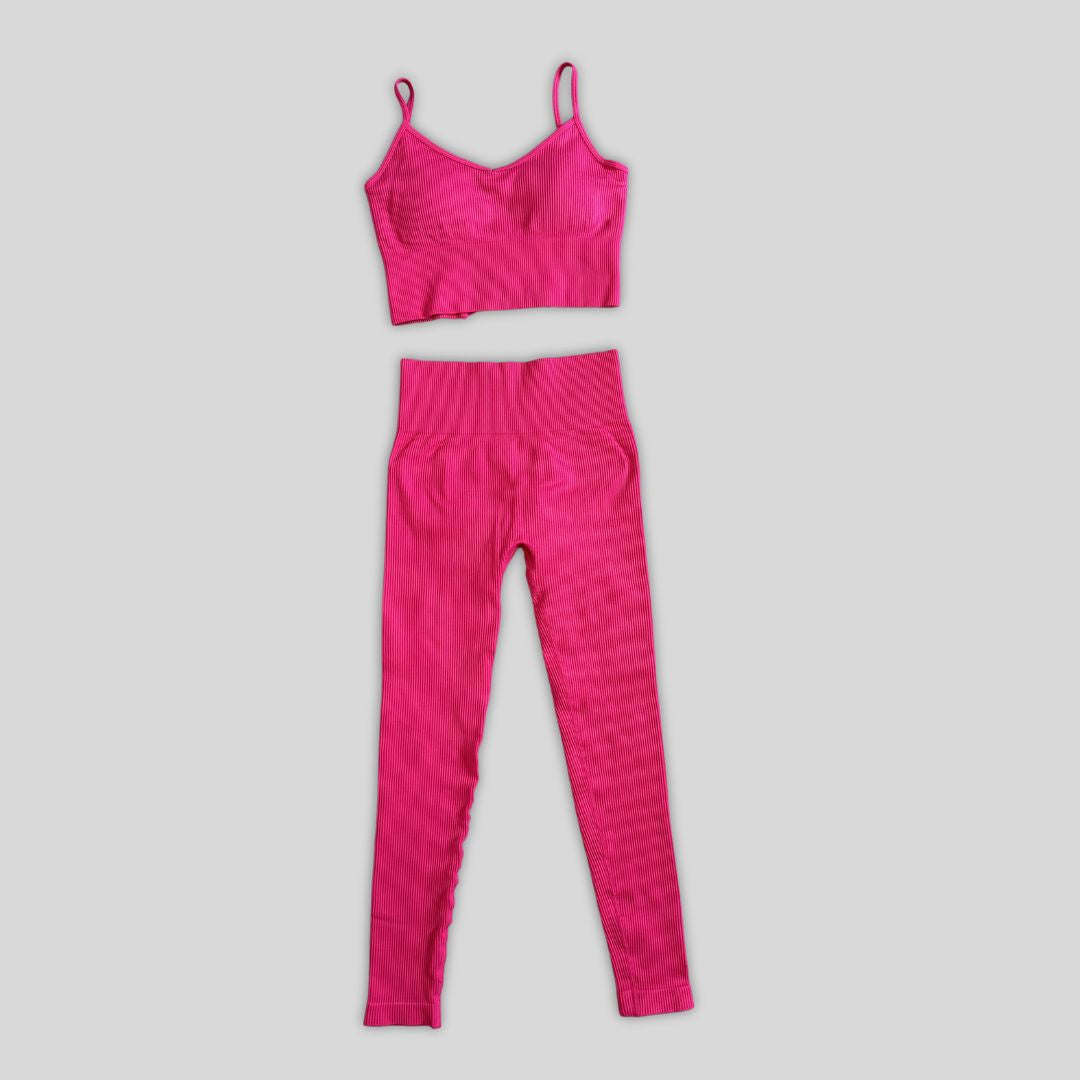 Conjunto de ioga feminino rosa 2 peças