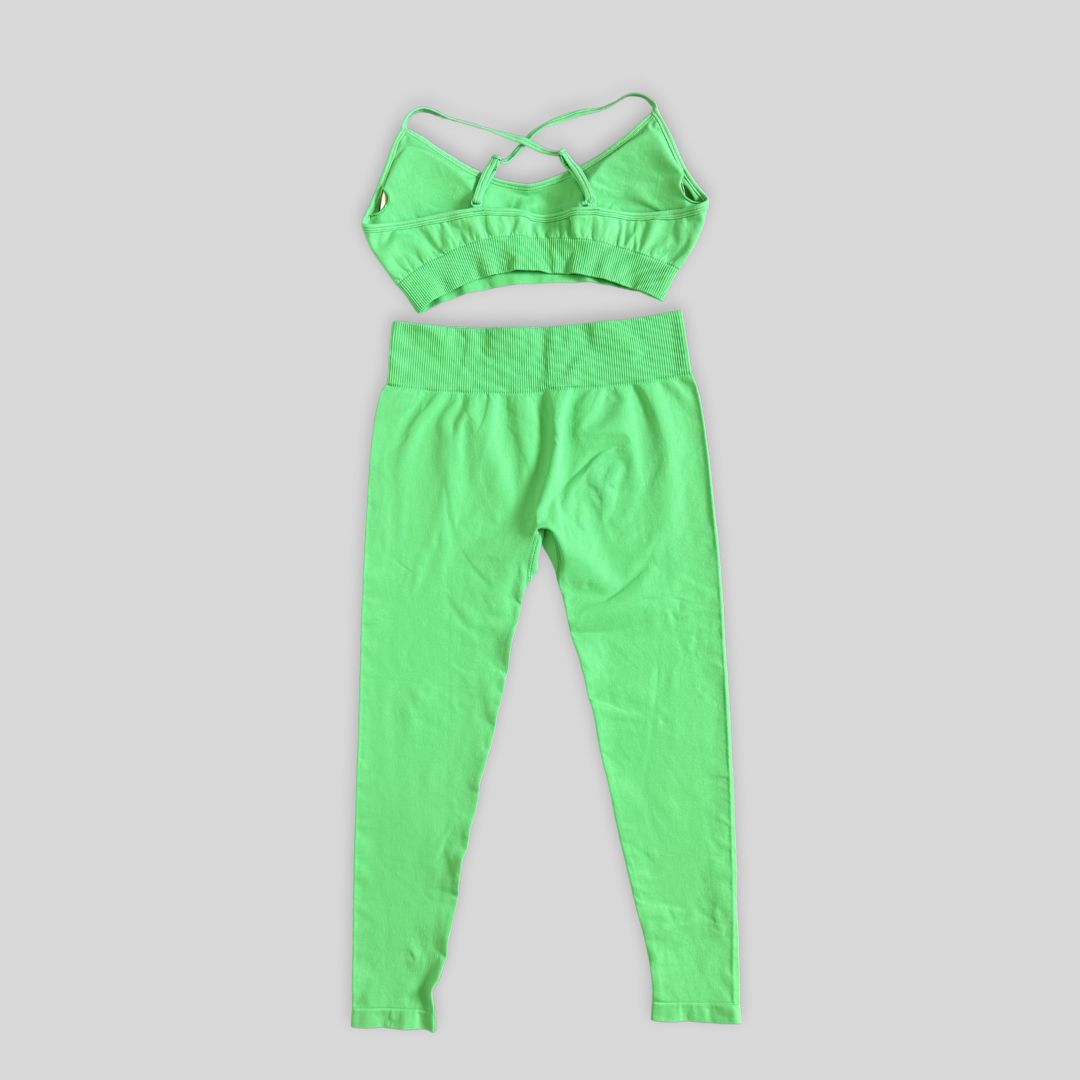 Conjunto de ioga feminino verde 2 peças