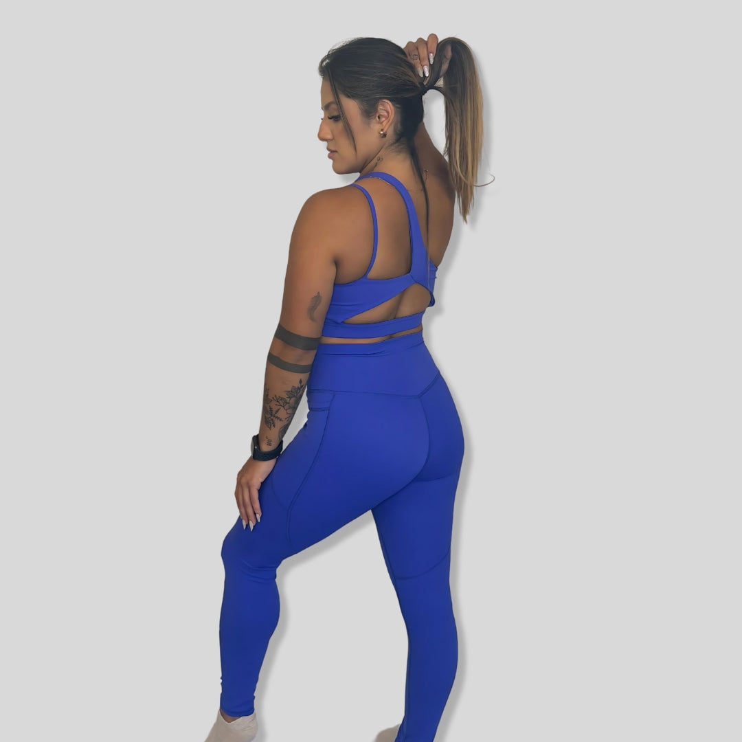 Conjunto de ioga feminino azul